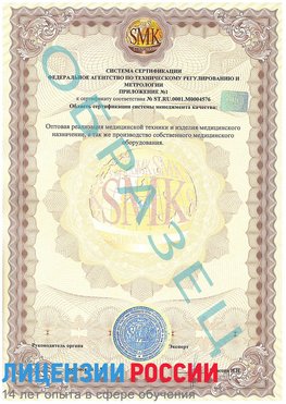 Образец сертификата соответствия (приложение) Менделеевск Сертификат ISO 13485